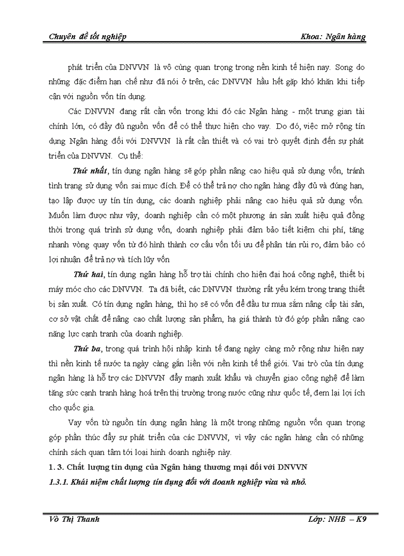 image for page Một số giải pháp nâng cao chất lượng tín dụng đối với doanh nghiệp vừa và nhỏ tại Chi nhánh Ngân hàng Công thương Hoàng Mai 1