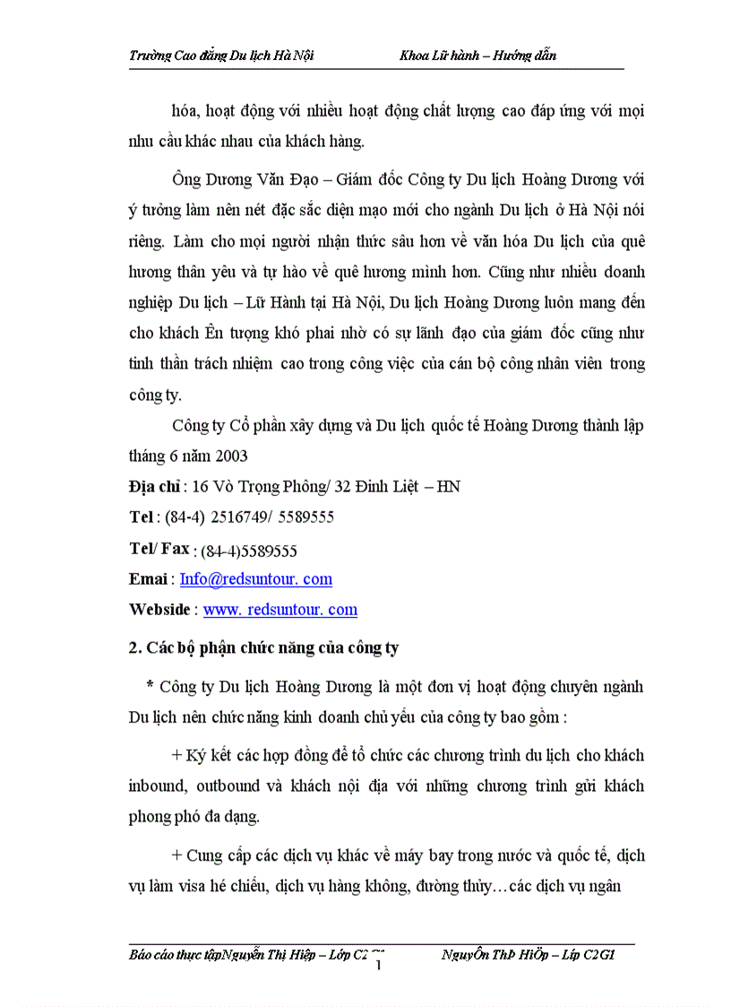 image for page Báo cáo thực tập tại Công ty Cổ phần xây dựng và Du lịch quốc tế Hoàng Dương