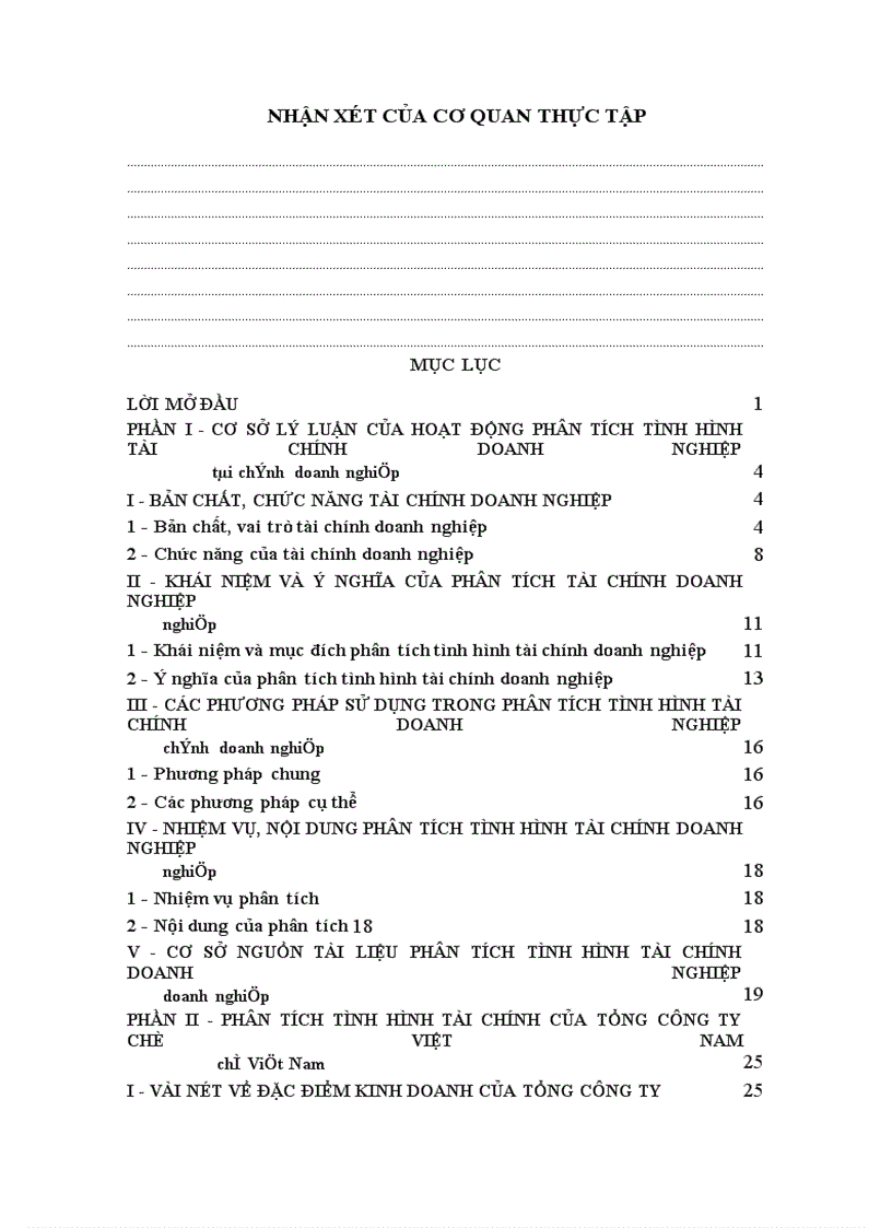 image for page Phân tích tình hình tài chính doanh nghiệp và những giải pháp góp phần nâng cao khả năng tài chính của Tổng công ty chè Việt nam 1