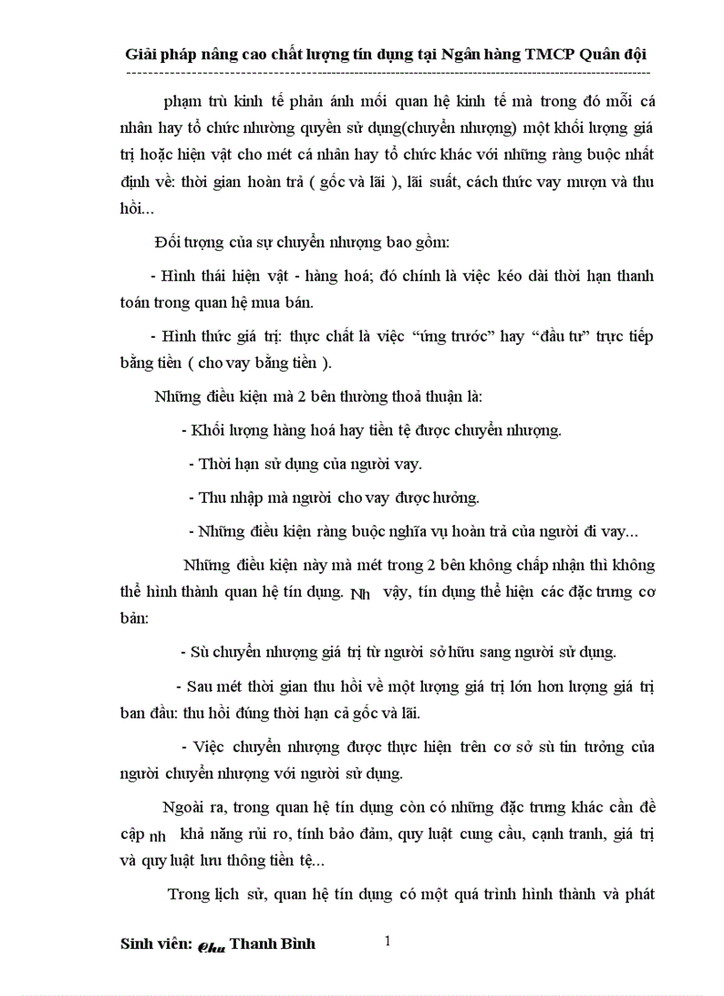image for page Giải pháp nâng cao chất lượng tín dụng tại Ngân hàng thương mại cổ phần Quân đội 1