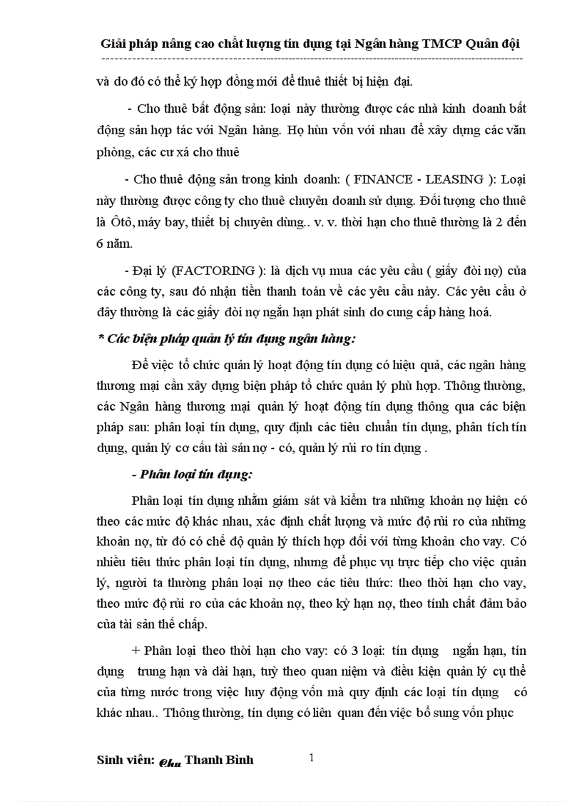 image for page Giải pháp nâng cao chất lượng tín dụng tại Ngân hàng thương mại cổ phần Quân đội 1