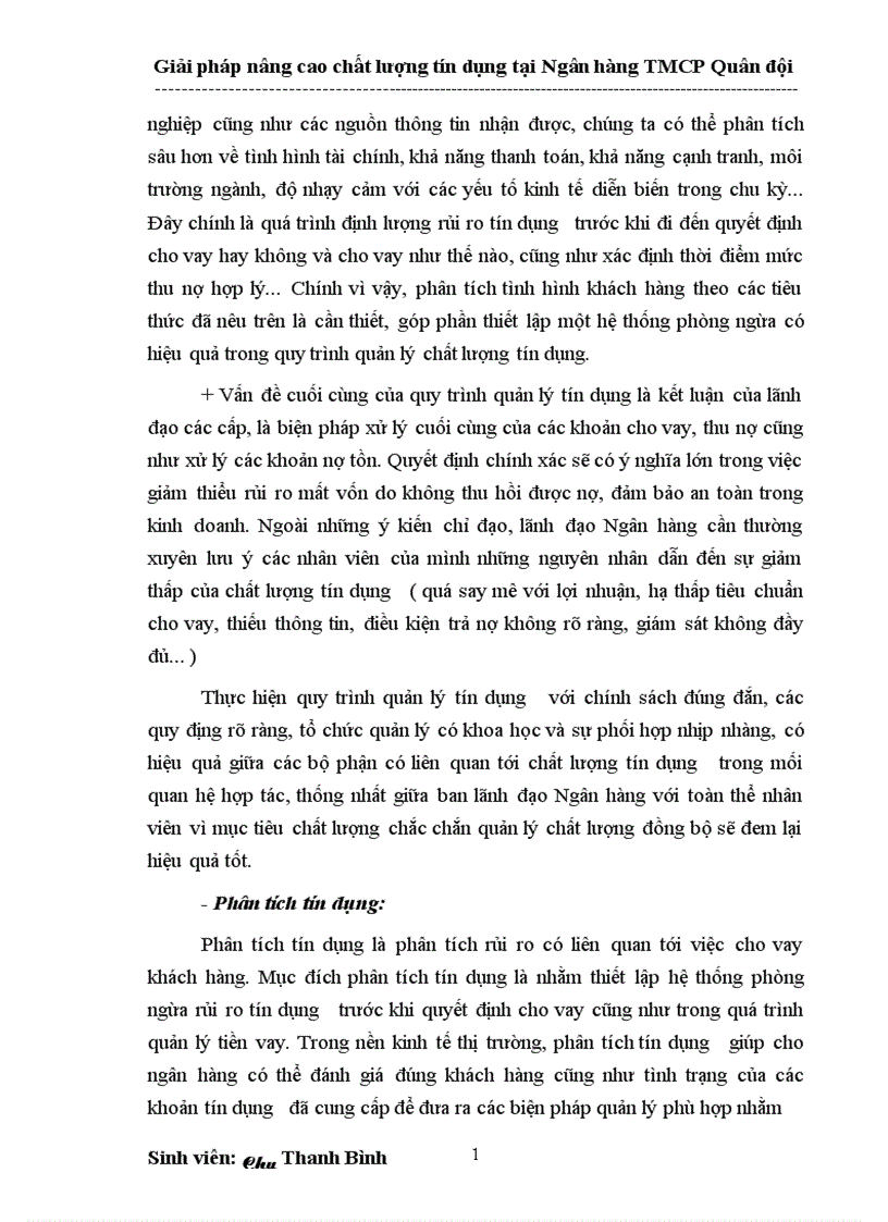 image for page Giải pháp nâng cao chất lượng tín dụng tại Ngân hàng thương mại cổ phần Quân đội 1