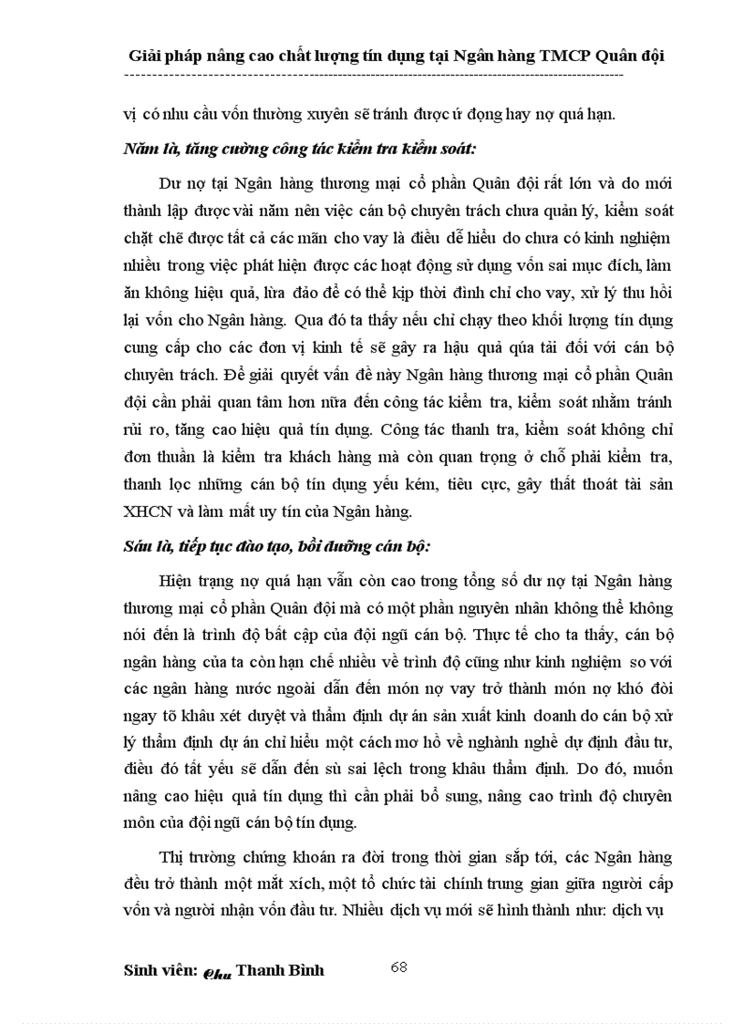 image for page Giải pháp nâng cao chất lượng tín dụng tại Ngân hàng thương mại cổ phần Quân đội 1
