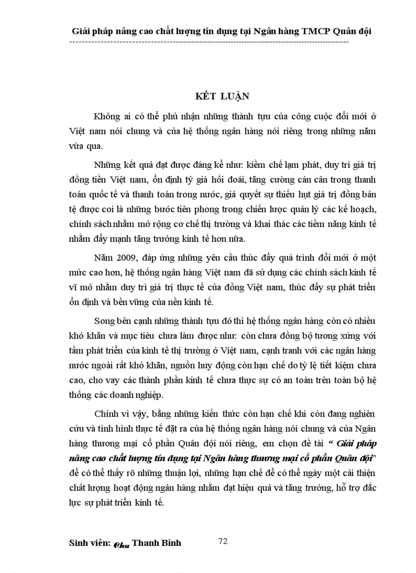 image for page Giải pháp nâng cao chất lượng tín dụng tại Ngân hàng thương mại cổ phần Quân đội 1