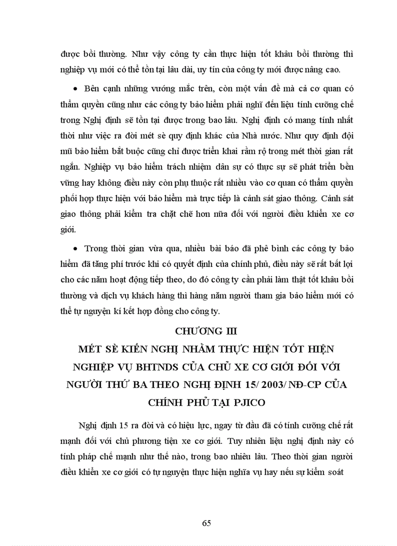 image for page Nghiệp vụ bảo hiểm trách nhiệm dân sự của chủ xe cơ giới đối với người thứ ba Kiến nghị nhằm thực hiện tốt nghiệp vụ theo nghị định 15 2003 NĐ CP của Chính phủ tại PJICO giai đoạn 1998 2002 1