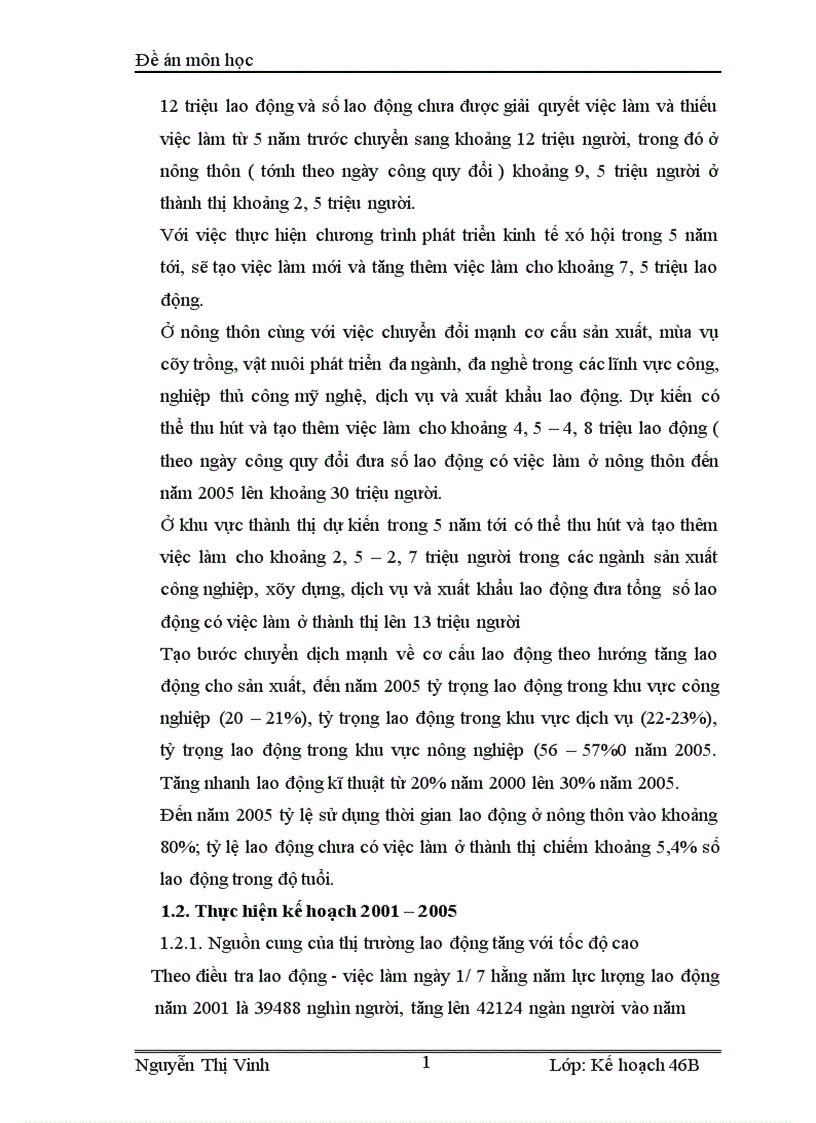 image for page Kế hoạch lao động việc làm thời kỳ 2006 2010 và các giải pháp thực hiện 1