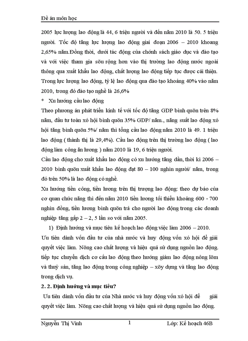 image for page Kế hoạch lao động việc làm thời kỳ 2006 2010 và các giải pháp thực hiện 1