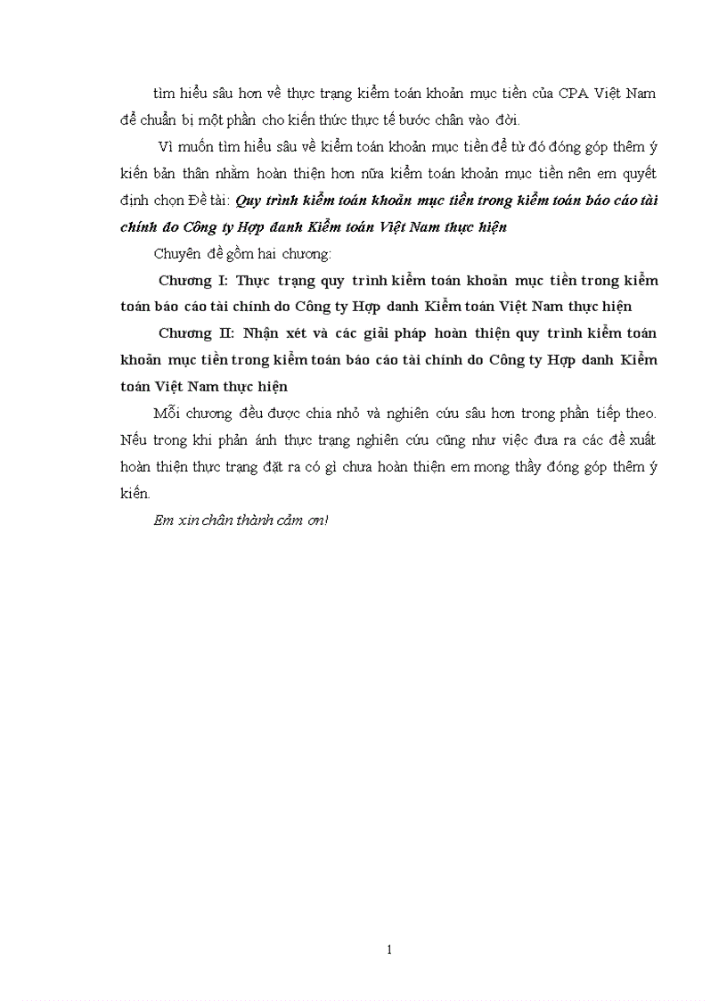 image for page Quy trình kiểm toán khoản mục tiền trong kiểm toán báo cáo tài chính do Công ty Hợp danh Kiểm toán Việt Nam thực hiện