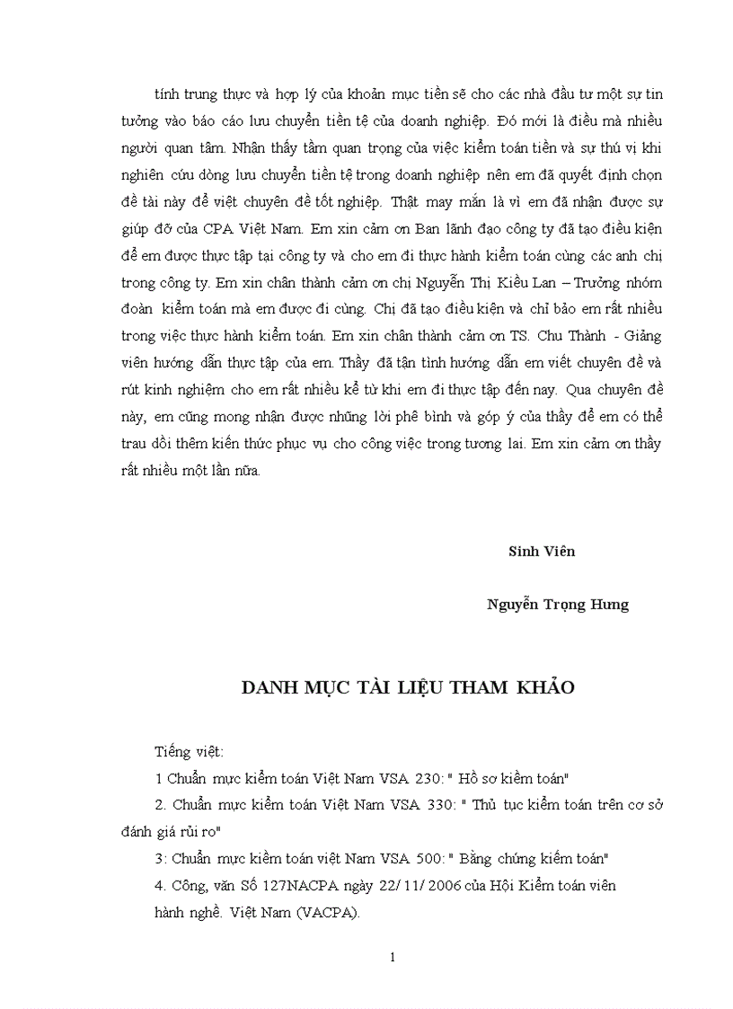 image for page Quy trình kiểm toán khoản mục tiền trong kiểm toán báo cáo tài chính do Công ty Hợp danh Kiểm toán Việt Nam thực hiện