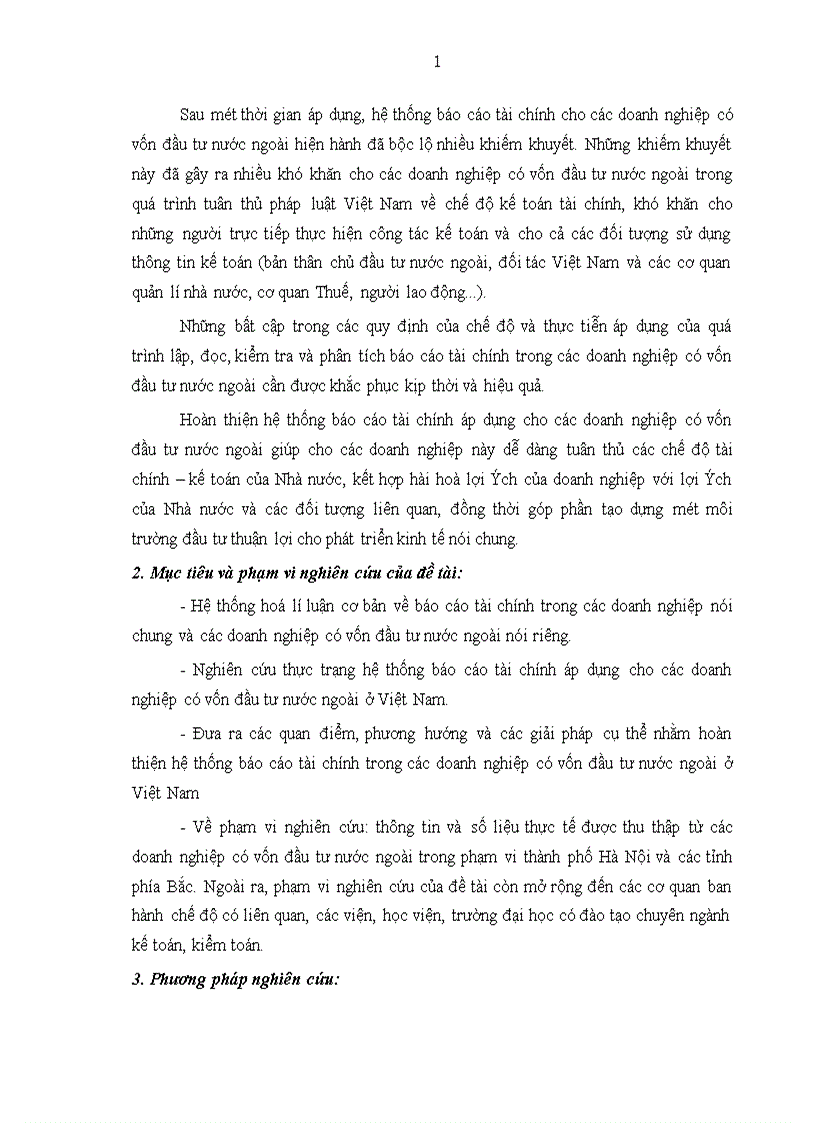 Hoàn thiện hệ thống báo cáo tài chính áp dụng cho các doanh nghiệp có vốn đầu tư nước ngoài ở Việt Nam