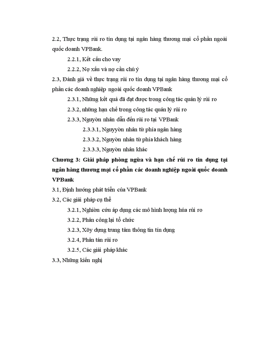 image for page giải pháp phòng ngừa và hạn chế rủi ro tín dụng tại Ngân hàng thưong mại cổ phần các doanh nghiệp ngoài quốc doanh VPBank