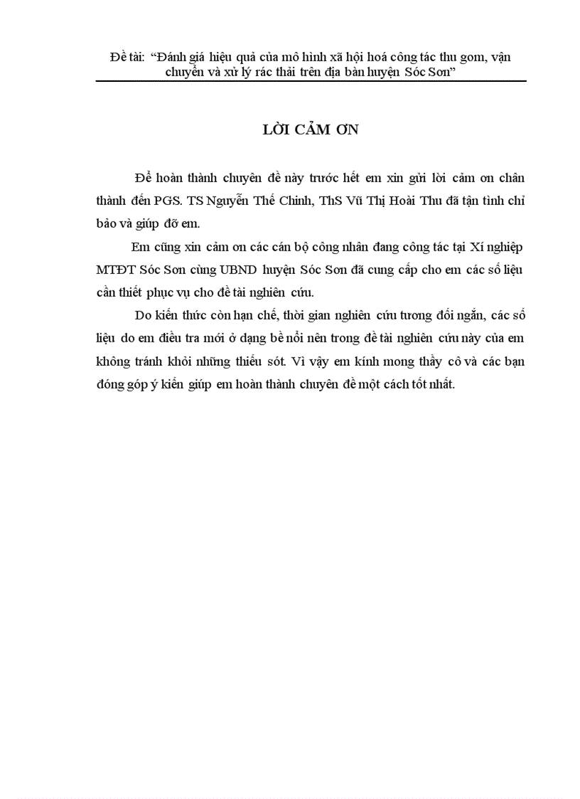 image for page Đánh giá hiệu quả của mô hình xã hội hoá công tác thu gom vận chuyển và xử lý rác thải trên địa bàn huyện Sóc Sơn