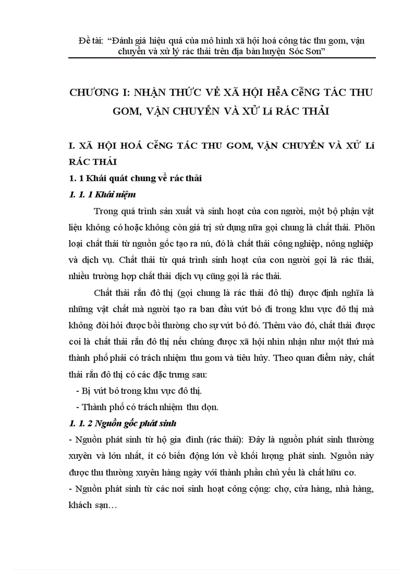 image for page Đánh giá hiệu quả của mô hình xã hội hoá công tác thu gom vận chuyển và xử lý rác thải trên địa bàn huyện Sóc Sơn