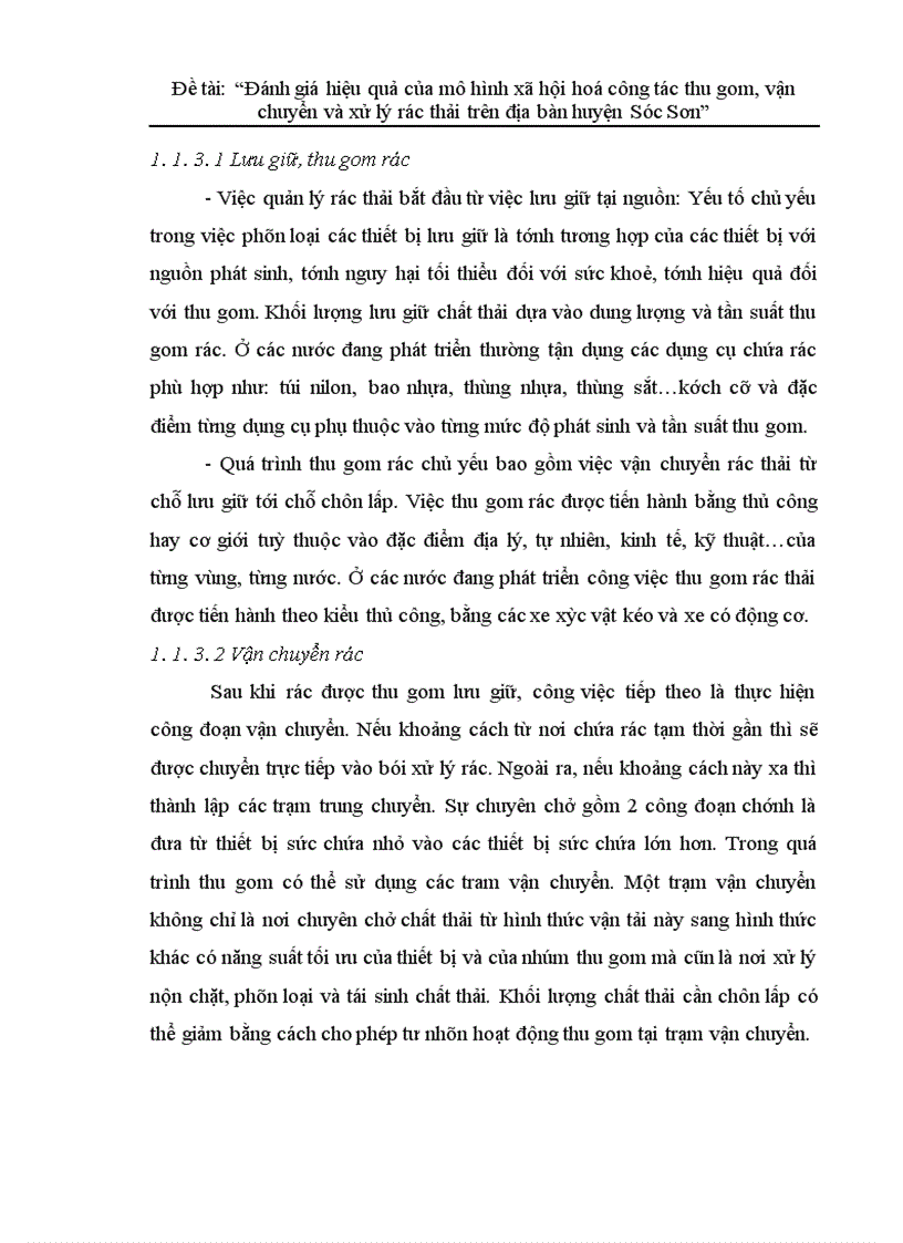 image for page Đánh giá hiệu quả của mô hình xã hội hoá công tác thu gom vận chuyển và xử lý rác thải trên địa bàn huyện Sóc Sơn