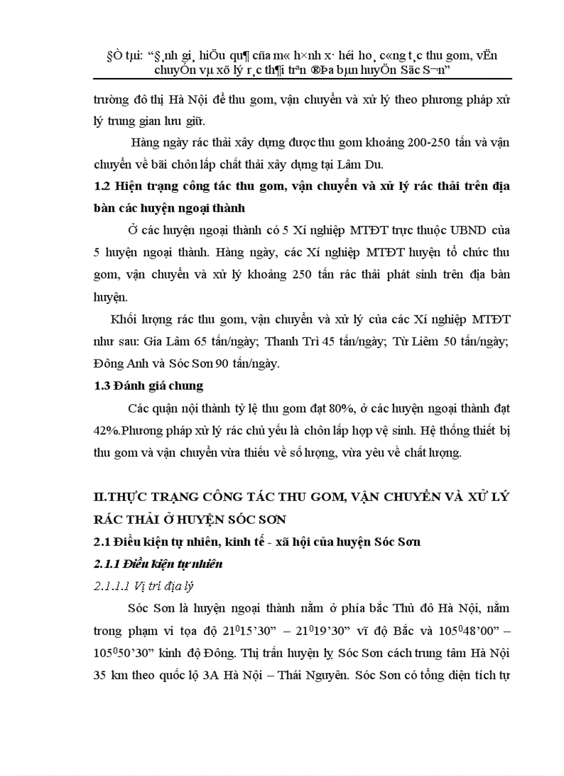 image for page Đánh giá hiệu quả của mô hình xã hội hoá công tác thu gom vận chuyển và xử lý rác thải trên địa bàn huyện Sóc Sơn