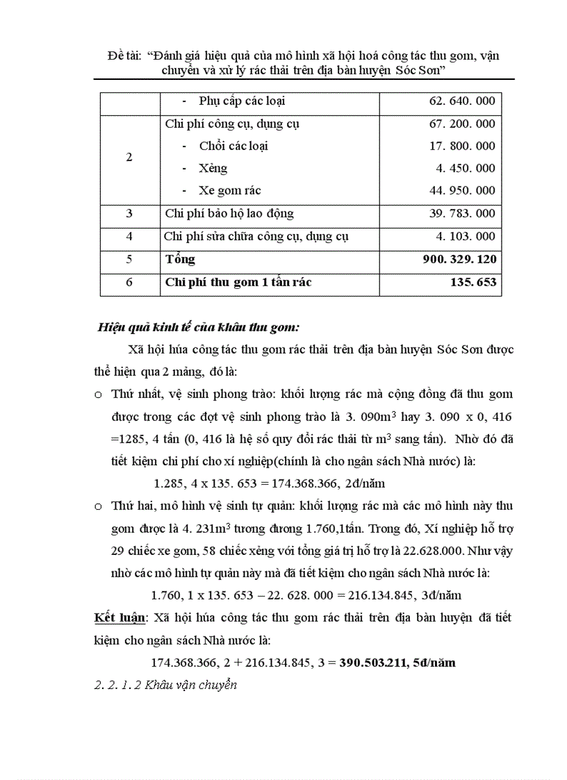 image for page Đánh giá hiệu quả của mô hình xã hội hoá công tác thu gom vận chuyển và xử lý rác thải trên địa bàn huyện Sóc Sơn