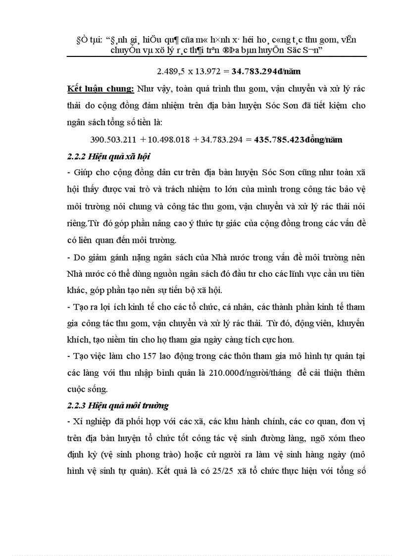 image for page Đánh giá hiệu quả của mô hình xã hội hoá công tác thu gom vận chuyển và xử lý rác thải trên địa bàn huyện Sóc Sơn