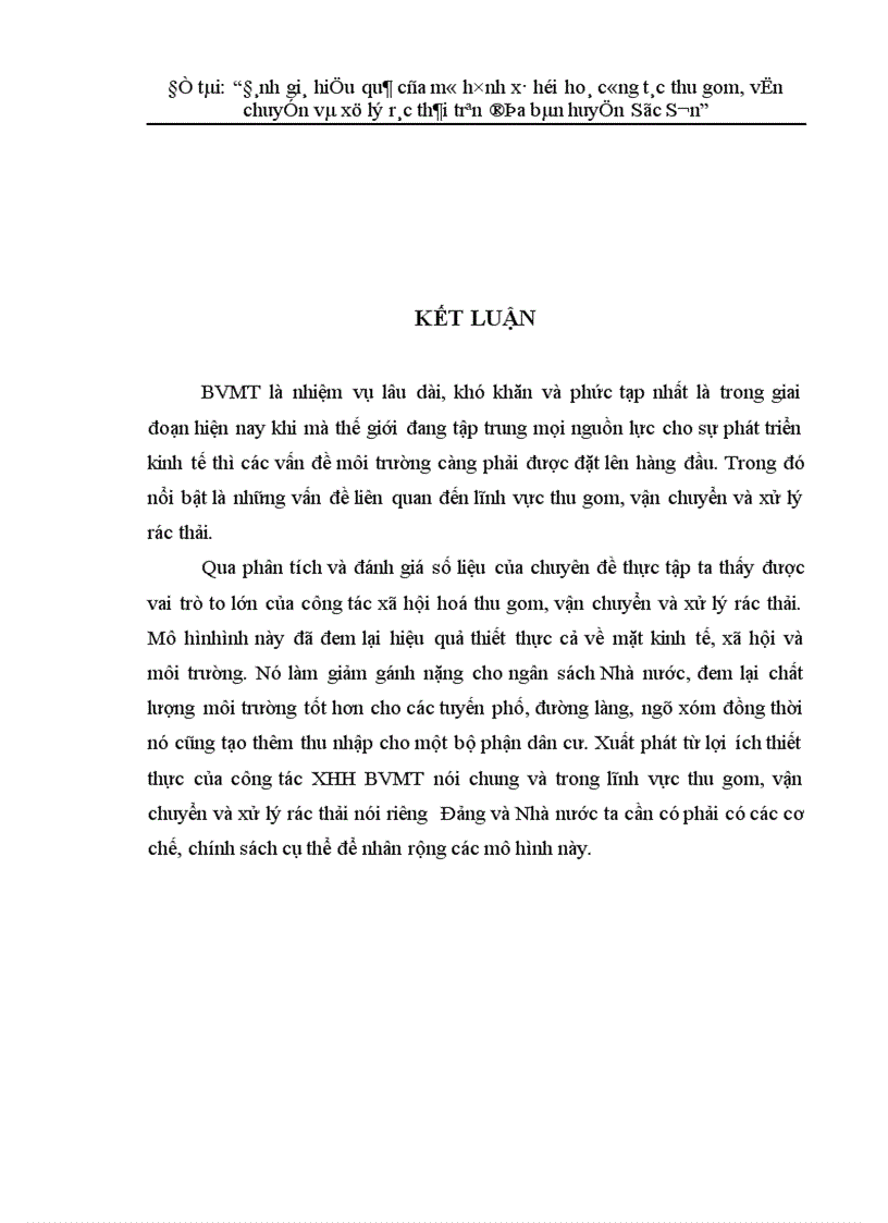 image for page Đánh giá hiệu quả của mô hình xã hội hoá công tác thu gom vận chuyển và xử lý rác thải trên địa bàn huyện Sóc Sơn