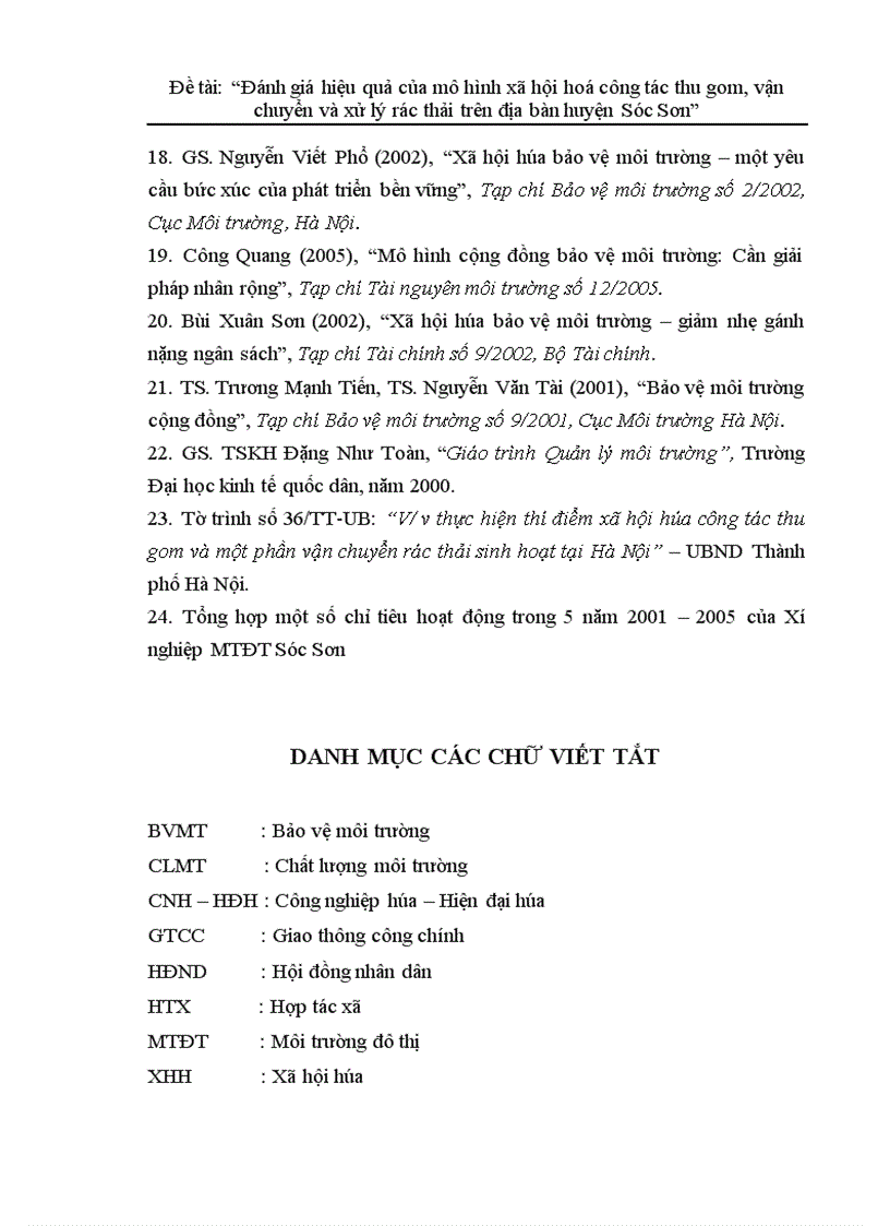 image for page Đánh giá hiệu quả của mô hình xã hội hoá công tác thu gom vận chuyển và xử lý rác thải trên địa bàn huyện Sóc Sơn