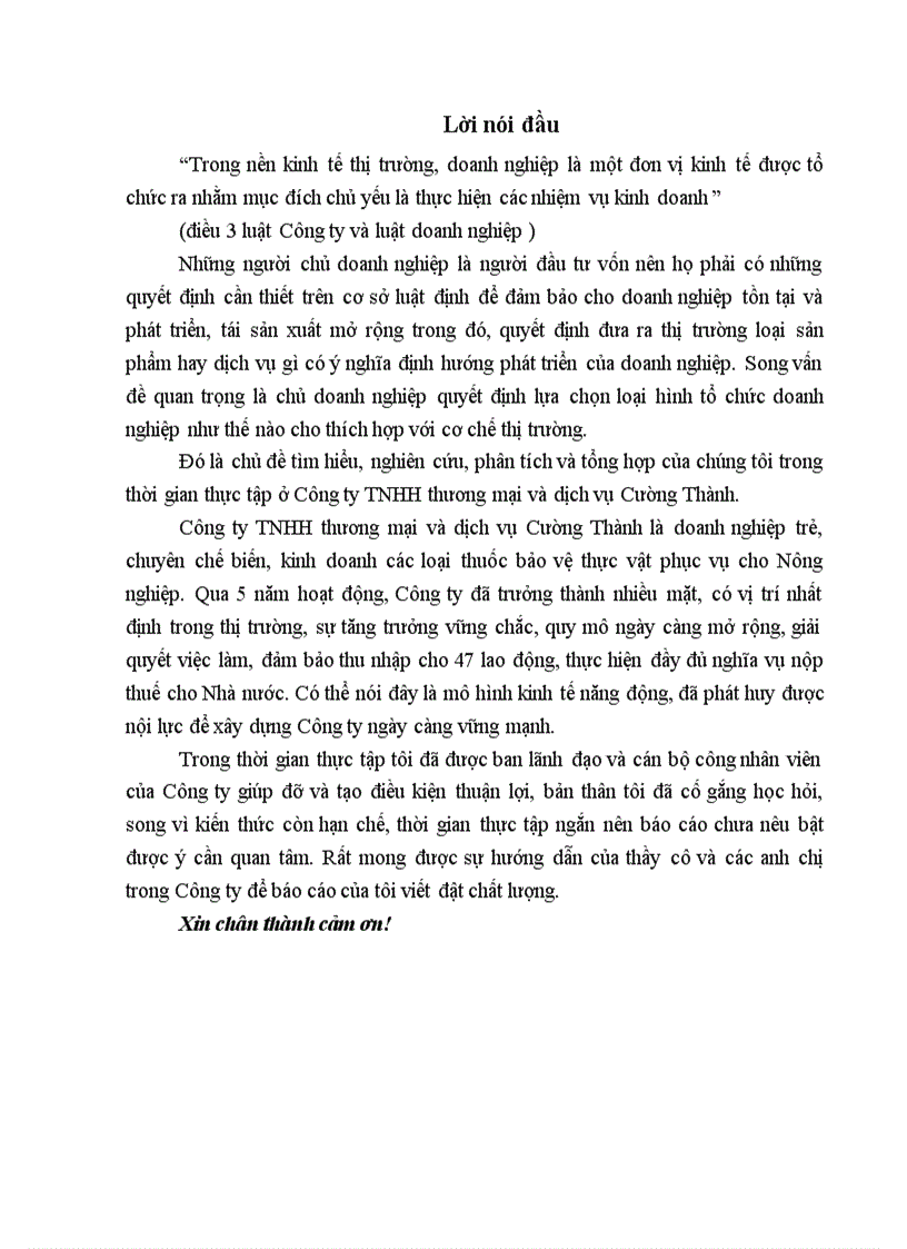 image for page Phân tích và đánh giá hoạt động kinh doanh về Công ty TNHH thương mại và dịch vụ Cường Thành