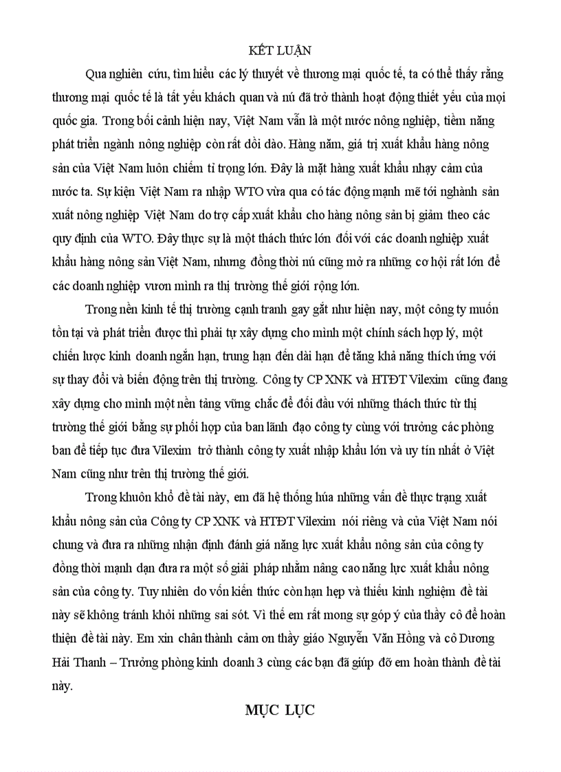 image for page Giải pháp nhằm nâng cao năng lực xuất khẩu nông sản của công ty CP XNK và hợp tác đầu tư Vilexim 1