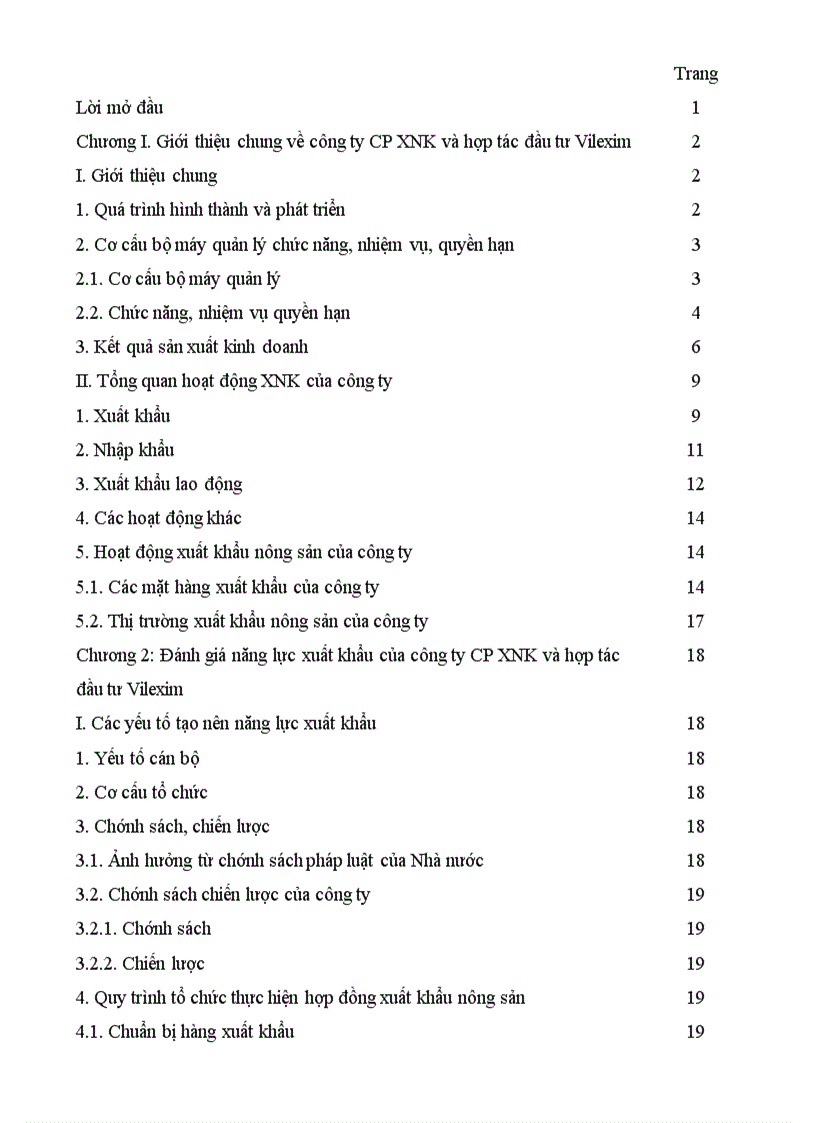 image for page Giải pháp nhằm nâng cao năng lực xuất khẩu nông sản của công ty CP XNK và hợp tác đầu tư Vilexim 1