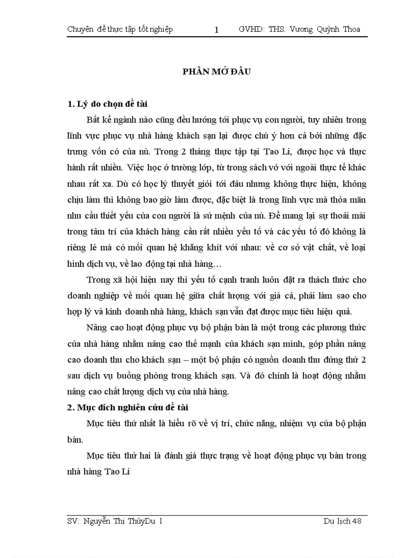 image for page Thực trạng hoạt động phục vụ bàn tại nhà hàng Tao Li