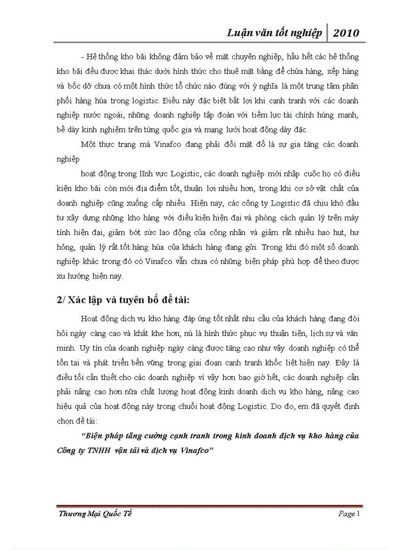 image for page Biện pháp tăng cường cạnh tranh trong kinh doanh dịch vụ kho hàng của Công ty TNHH vận tải và dịch vụ Vinafco