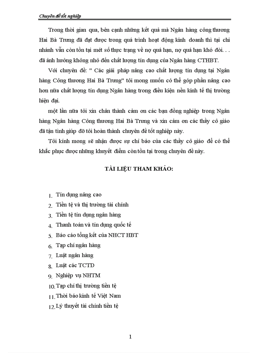 image for page Giải pháp nhằm nâng cao chất lượng tín dụng tại chi nhánh Ngân hàng công thương Hai Bà Trưng
