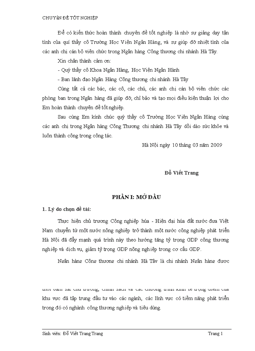 image for page Phân tích hiệu quả tín dụng Công thương nghiệp và Tiêu dùng tại Ngân hàng công thương chi nhánh Hà Tây