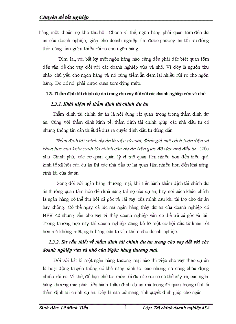 image for page Thẩm định tài chính dự án trong cho vay đối với các doanh nghiệp vừa và nhỏ tai Ngân hàng InComBank Thanh Xuân