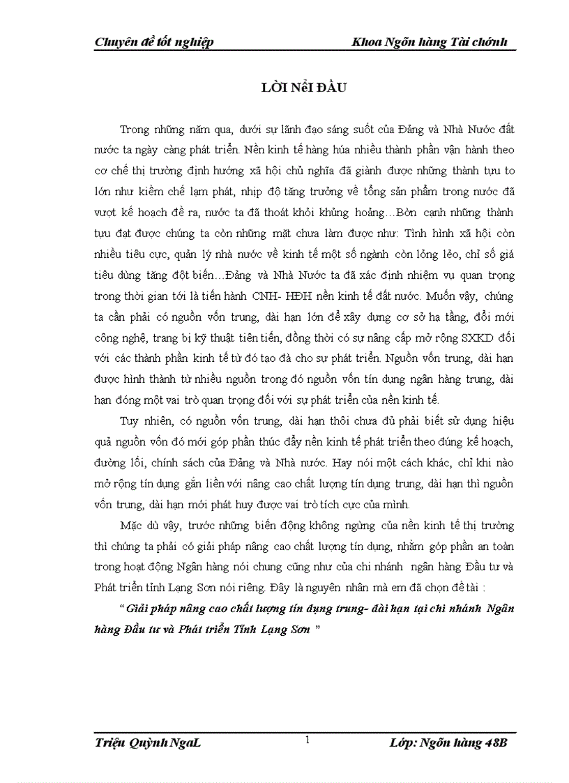 image for page Giải pháp nâng cao chất lượng tín dụng trung dài hạn tại chi nhánh Ngân hàng Đầu tư và Phát triển Tỉnh Lạng Sơn 1
