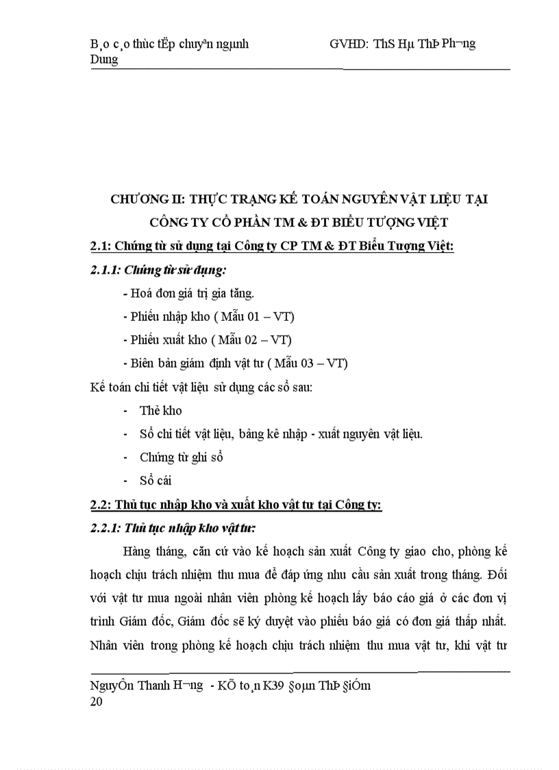 image for page Hoàn thiện kế toán nguyên vật liệu tại Công ty Cổ phần thương mại đầu tư Biểu Tượng Việt 1