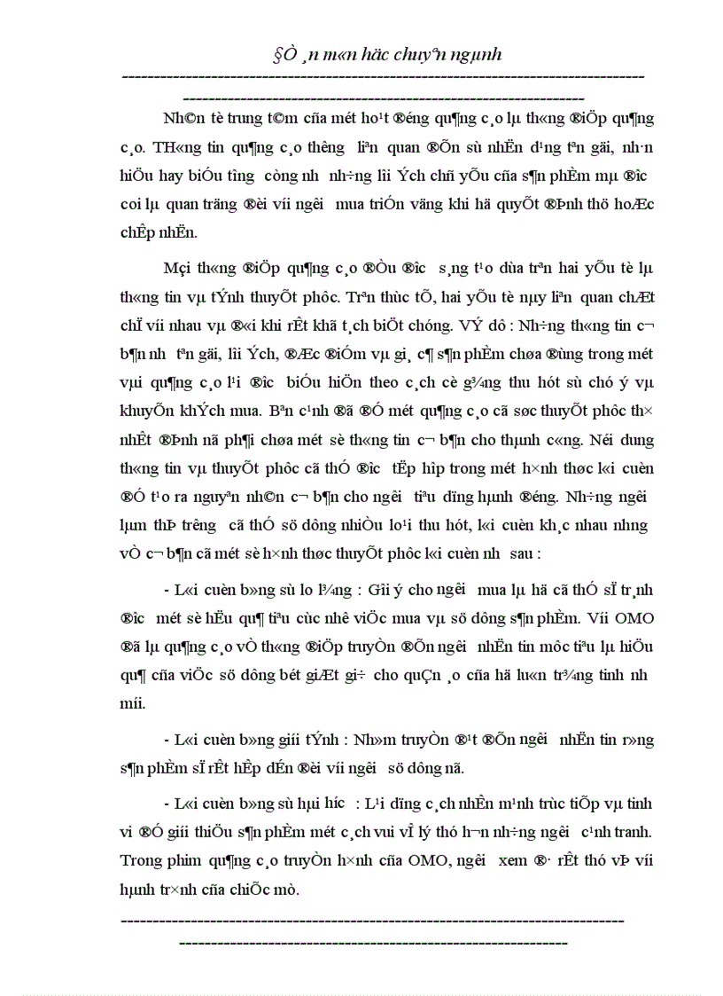image for page Nghiên cứu hoặt động quảng cáo của công ty liên doanh LEVER Việt Nam đối với sản phẩm bột giặt OMO trên thị trường miền bắc