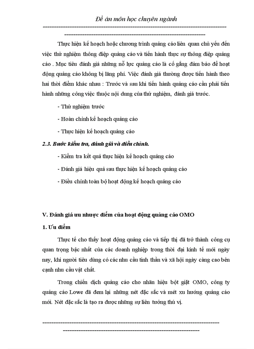 image for page Nghiên cứu hoặt động quảng cáo của công ty liên doanh LEVER Việt Nam đối với sản phẩm bột giặt OMO trên thị trường miền bắc