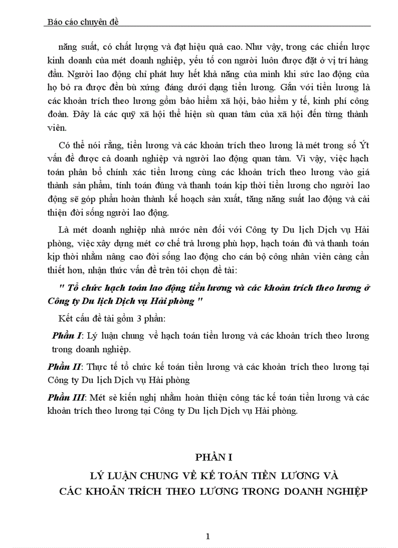 image for page Tổ chức hạch toán lao động tiền lương và các khoản trích theo lương ở Công ty Du lịch Dịch vụ Hải phòng 1