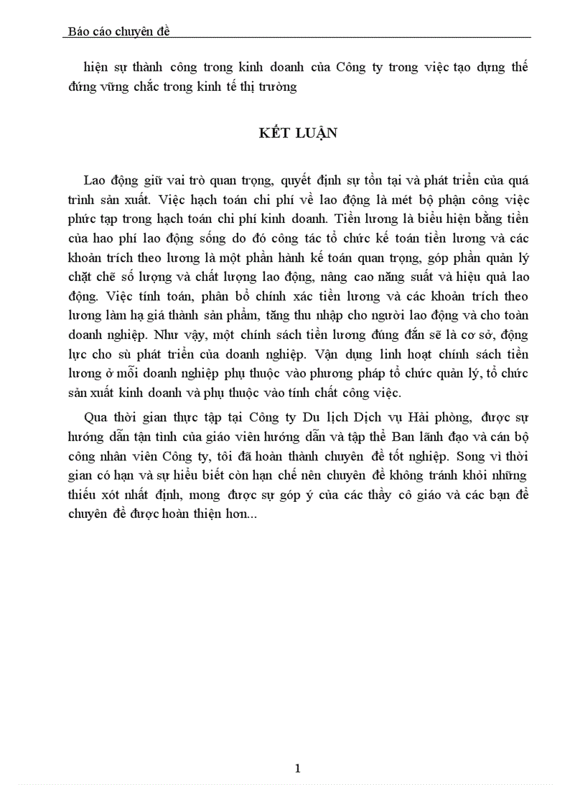 image for page Tổ chức hạch toán lao động tiền lương và các khoản trích theo lương ở Công ty Du lịch Dịch vụ Hải phòng 1