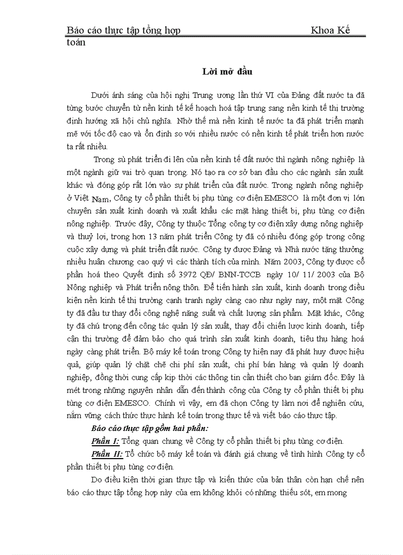 image for page Tổ chức bộ máy kế toán và đánh giá chung về tình hình Công ty cổ phần thiết bị phụ tùng cơ điện