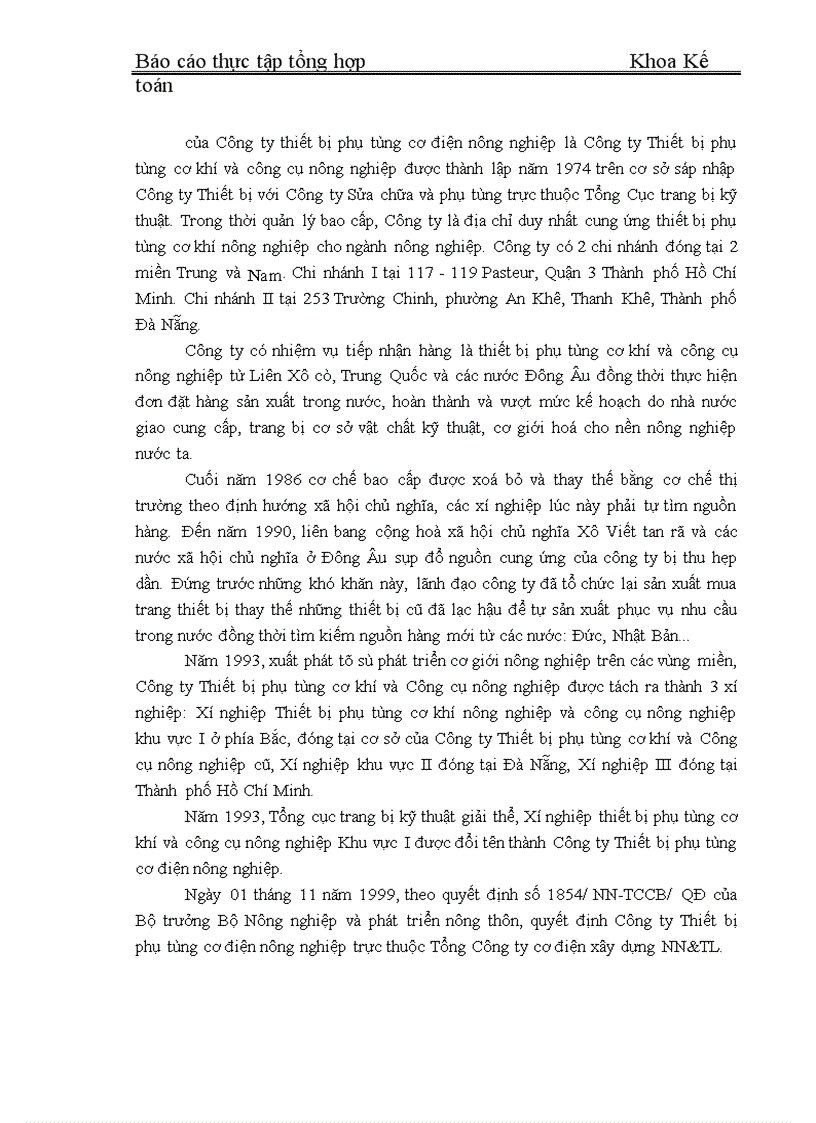 image for page Tổ chức bộ máy kế toán và đánh giá chung về tình hình Công ty cổ phần thiết bị phụ tùng cơ điện