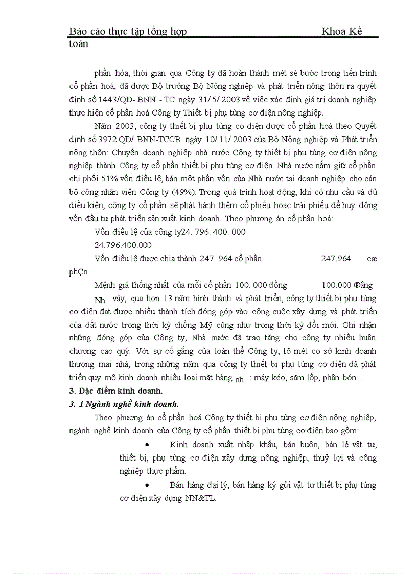image for page Tổ chức bộ máy kế toán và đánh giá chung về tình hình Công ty cổ phần thiết bị phụ tùng cơ điện