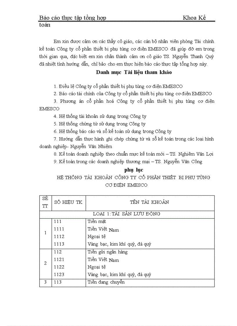 image for page Tổ chức bộ máy kế toán và đánh giá chung về tình hình Công ty cổ phần thiết bị phụ tùng cơ điện