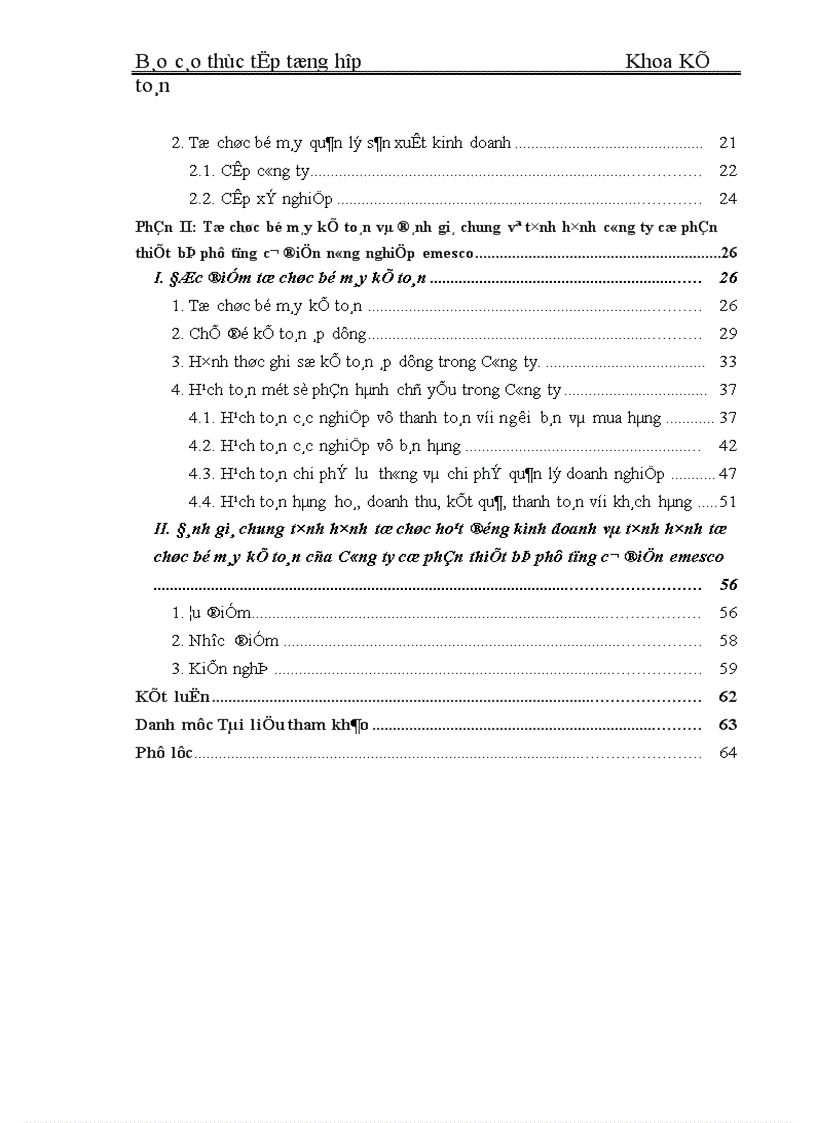 image for page Tổ chức bộ máy kế toán và đánh giá chung về tình hình Công ty cổ phần thiết bị phụ tùng cơ điện