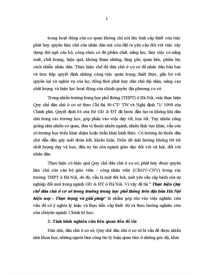 image for page Thực hiện Quy chế dân chủ ở cơ sở trong trường trung học phổ thông trên địa bàn Hà Nội hiện nay Thực trạng và giải pháp