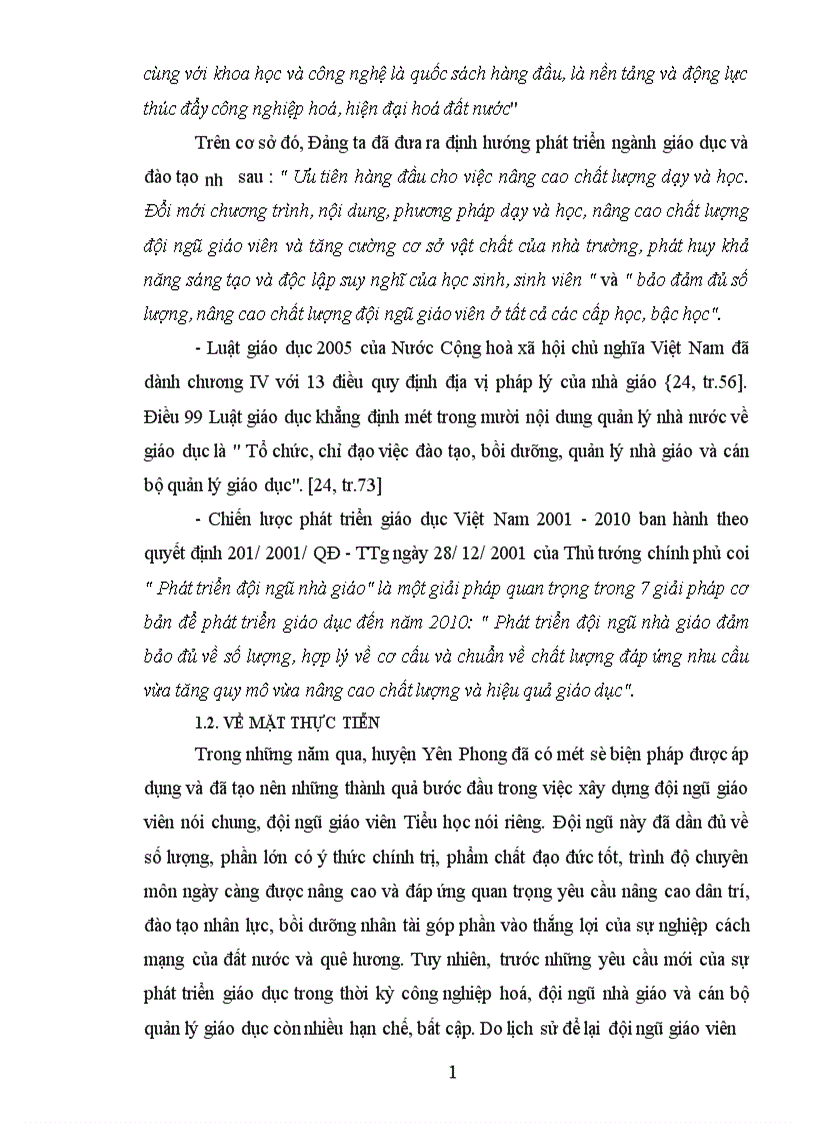 image for page Một số biện pháp xây dựng đội ngũ GV Tiểu học huyện Yên Phong tỉnh Bắc Ninh đến năm 2010