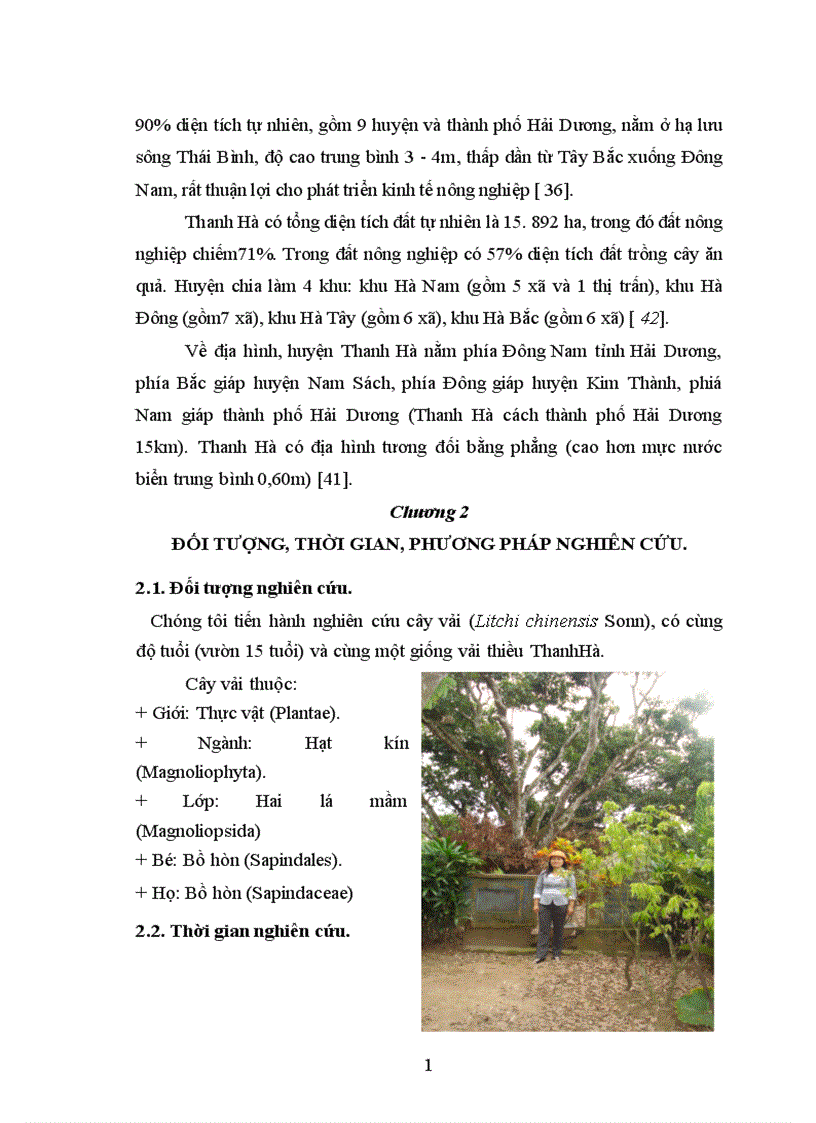 image for page Nghiên cứu ảnh hưởng của một số nhân tố sinh thái tới năng suất và chất lượng của cây vải thiều litchichinensis Sonn 1