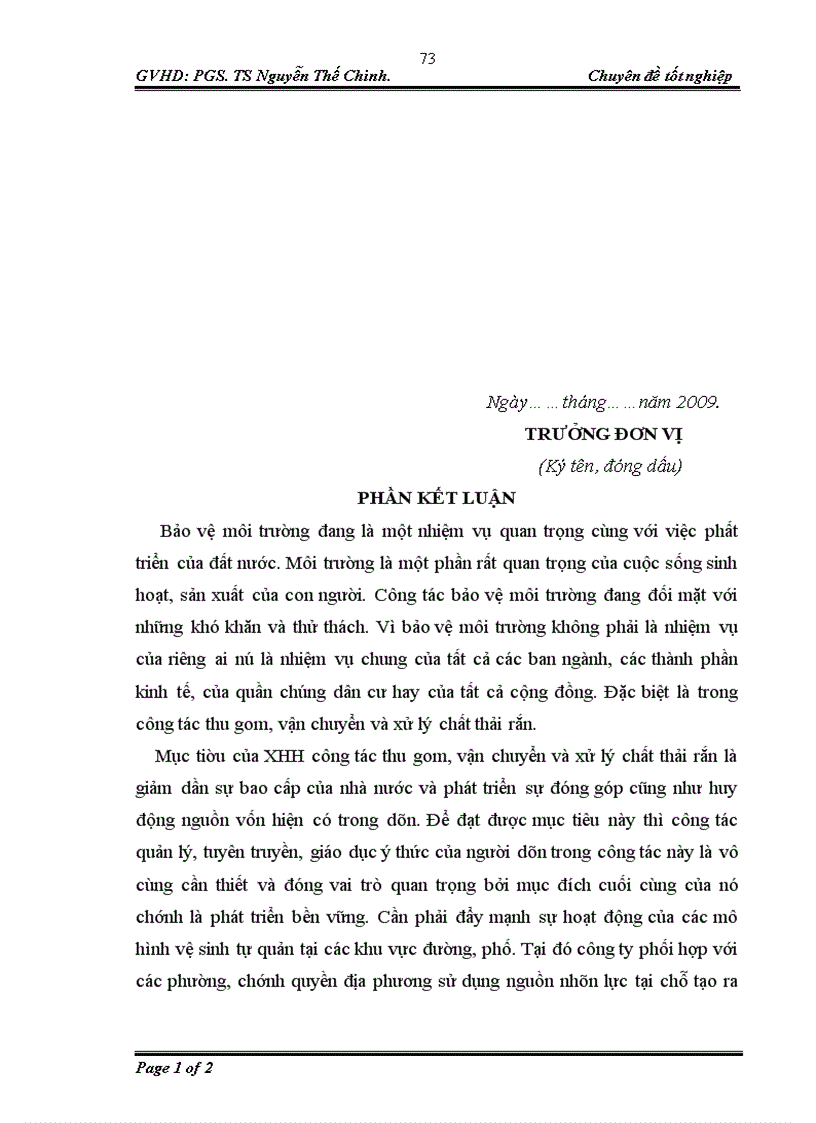 image for page Đánh giá hiệu quả của mô hình thực hiện xã hội hoá công tác thu gom vận chuyển xử lý chất thải rắn tại quận Tây Hồ 1