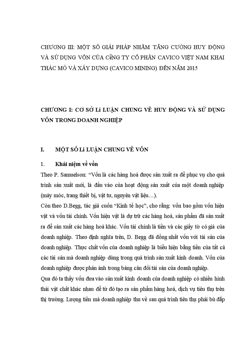 Thực trạng và giải pháp cho việc sử dụng hiệu quả nguồn vốn chủ sở hữu của công ty cổ phần Cavico Việt Nam khai thác mỏ và xây dựng