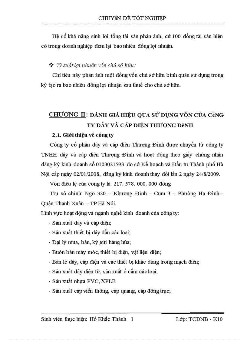 image for page Đánh giá hiệu quả sử dụng vốn của Công ty dây và cáp điện Thượng Đình
