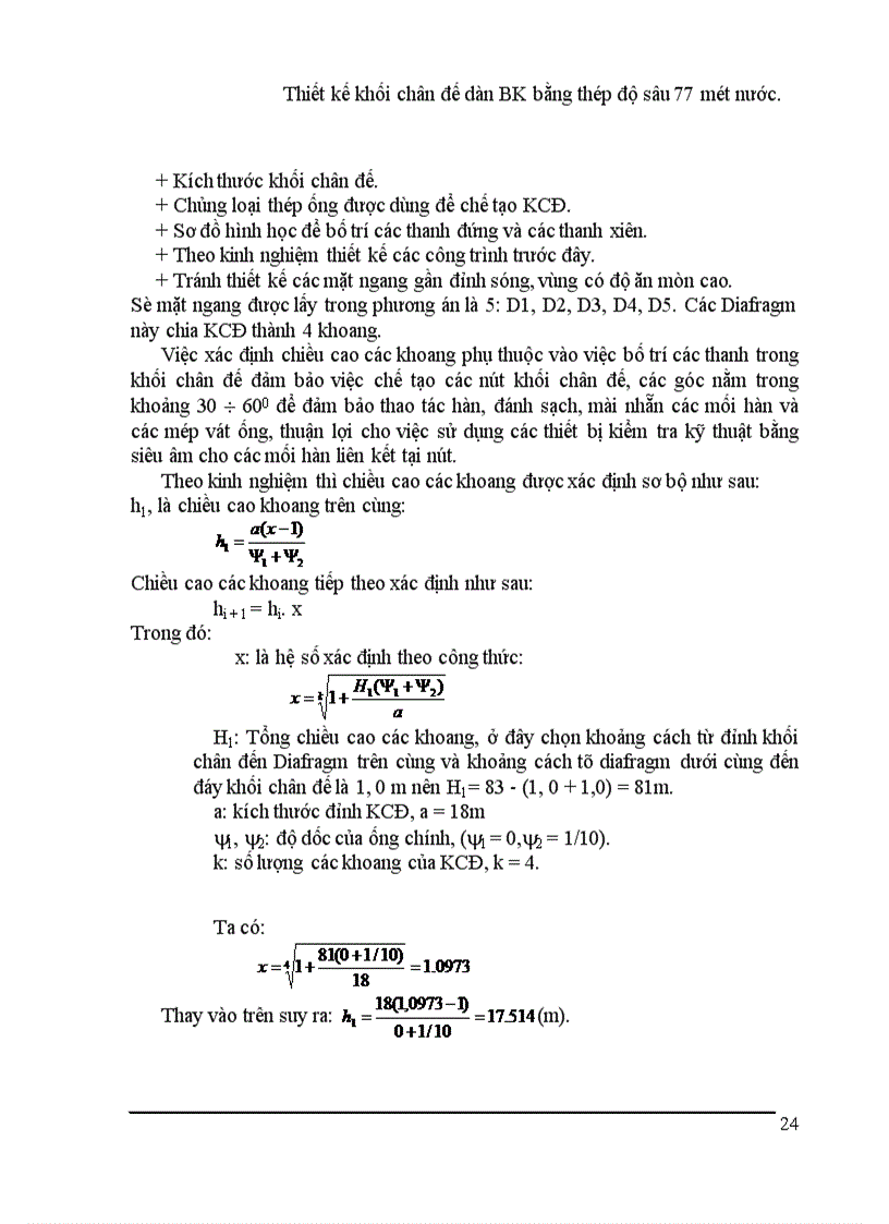 image for page Thiết kế khối chân đế dàn BK bằng thép độ sâu mét nước