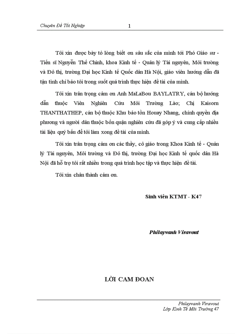 image for page Sử dụng phương pháp đánh giá ngẫu nhiên CVM để xác định sẵn lòng chi trả WTP của người dân ở Viên Chăn cho việc bảo tồn đa dạng sinh học và sử dụng bền vững trong Khu bảo tồn Houay Nhang tại thủ đô Viên Chăn Lào 1